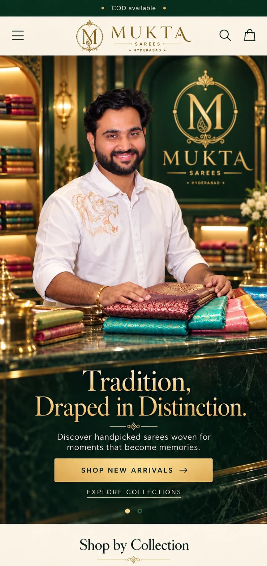 Mukta Sarees store presentation with our founder and saree collection