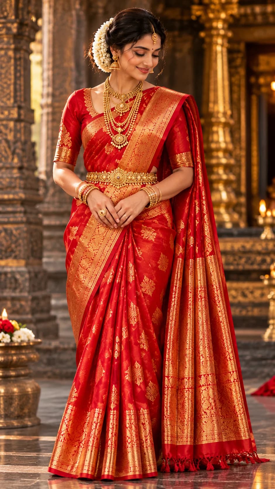 Crimson Kanchipuram Silk - Red, image 1